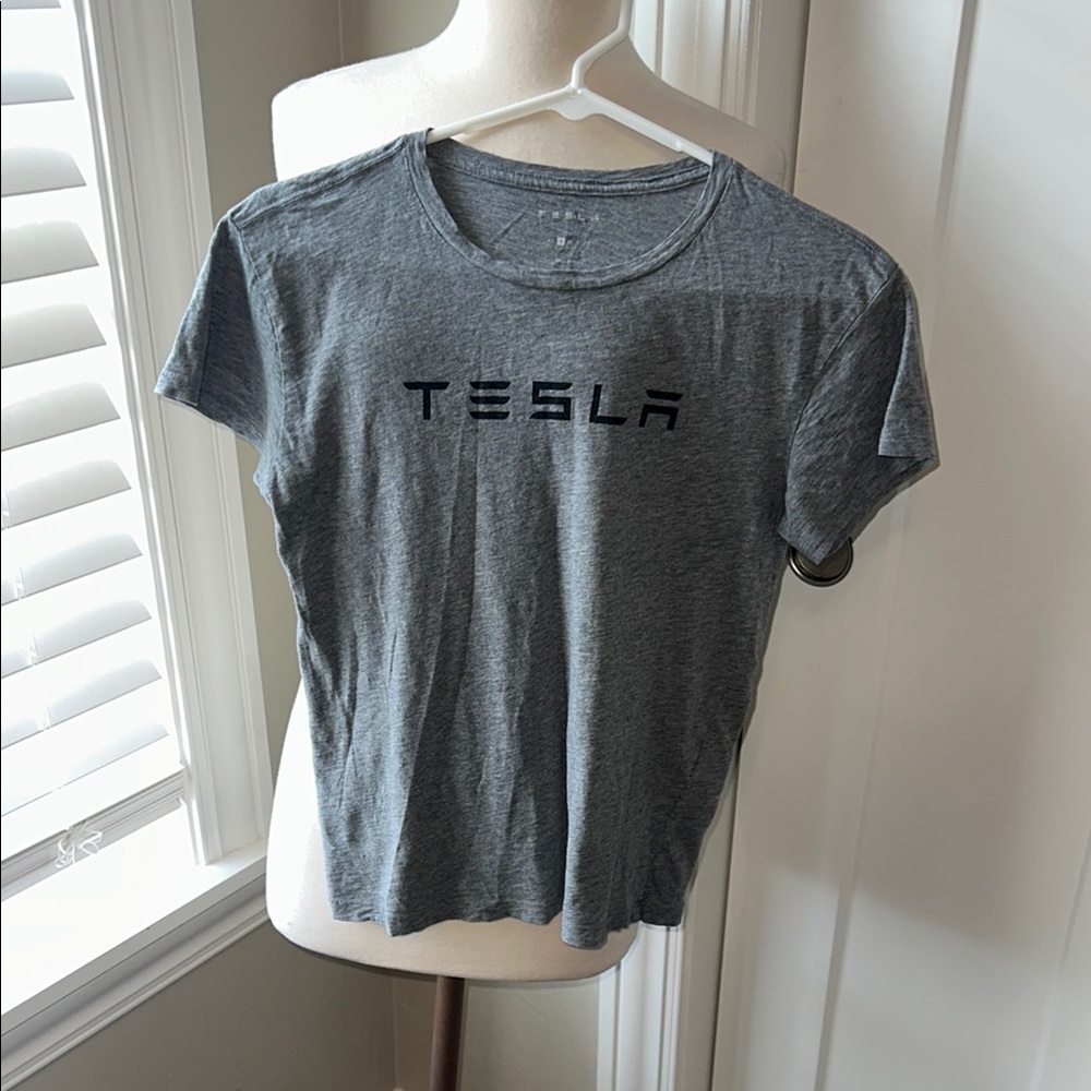 Tesla Gray Short Sleeve Logo Tee